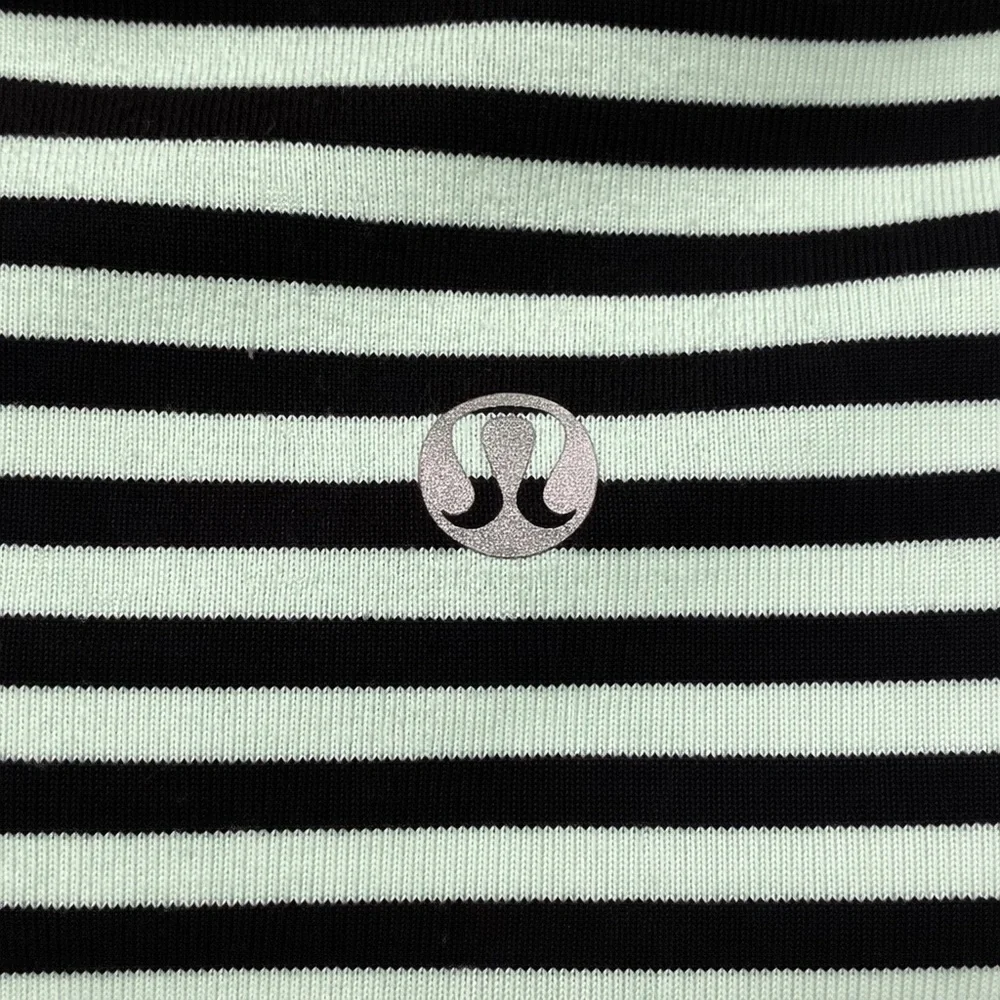 Lululemon Work It Out Sea Stripe Tank Size 6 Black Mint Green